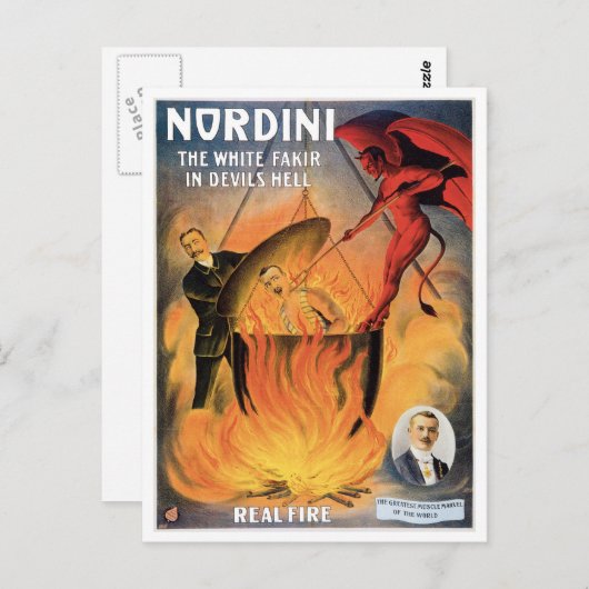 Nordini~ in Devils Hell  Magic Act Briefkaart (Voorkant / Achterkant)