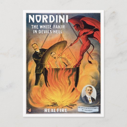 Nordini~ in Devils Hell  Magic Act Briefkaart (Voorkant)
