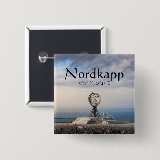 Nordkapp Noorwegen Vierkante Button 5,1 Cm (Voorkant /achterkant)