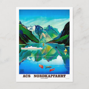 Nordkapp, Noorwegen, zeilschip, berglandschap Briefkaart