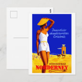 Nordney, meisje op het strand, Duitsland Briefkaart (Voorkant / Achterkant)