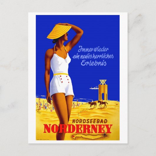 Nordney, meisje op het strand, Duitsland Briefkaart (Voorkant)