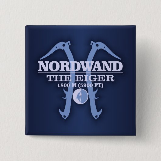 Nordwand "The Eiger" Vierkante Button 5,1 Cm (Voorkant)