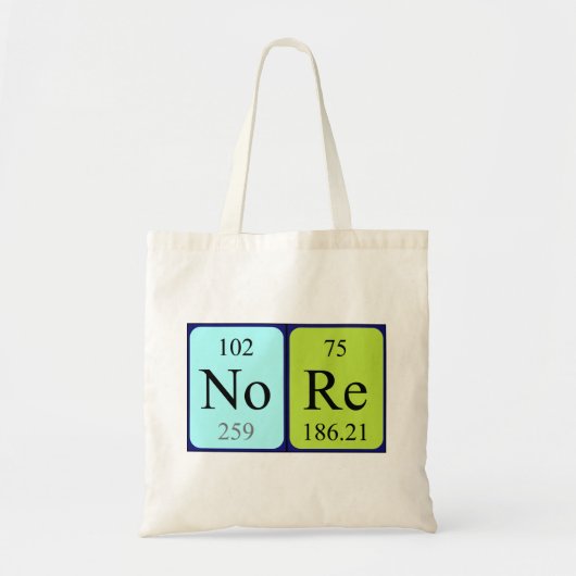 Nore Periodic table name canvas tas (Voorkant)