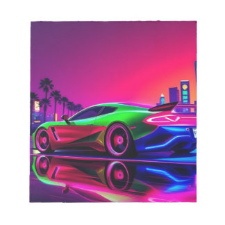 Norepad Neon Racer – 80s Retro-Futuristische Sport Notitieblok