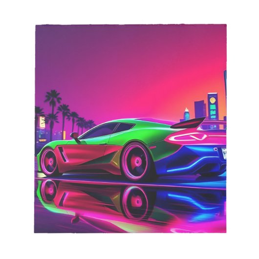 Norepad Neon Racer – 80s Retro-Futuristische Sport Notitieblok (Voorkant)