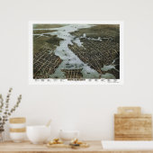 Norfolk and Portsmouth, VA Panoramic Map - 1873 Poster (Keuken)