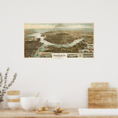 Norfolk birdseye map - 1892 (Wellge) BigMapBlog Poster (Keuken)