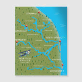 Norfolk Broads Engeland Kaart. (Voorkant)