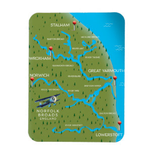 Norfolk Broads Engeland Kaart. Magneet