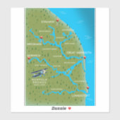 Norfolk Broads Engeland Kaart. Sticker (Vel)
