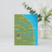 Norfolk Broads England Map. Briefkaart (Staand voorkant)