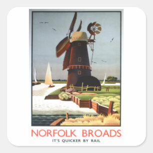 Norfolk Broads - UK - Vintage Travel Vierkante Sticker