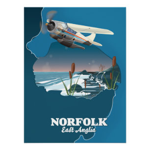 Norfolk East Anglia-kaart Perfect Poster