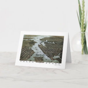 Norfolk en Portsmouth, Panoramische Kaart VA -