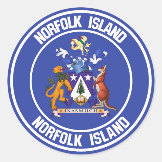 Norfolk Island Round Emblem Ronde Sticker (Voorkant)