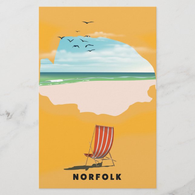 Norfolk kaart geïllustreerde reisposter (Voorkant)