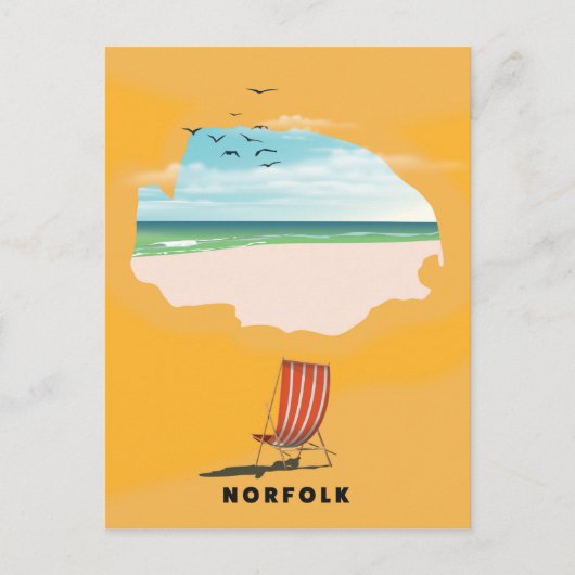 Norfolk kaart geïllustreerde reisposter (Voorkant)