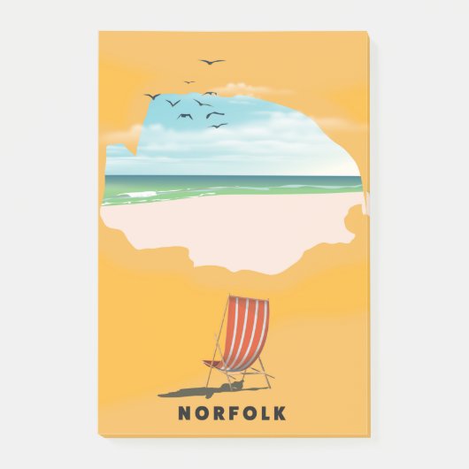 Norfolk kaart geïllustreerde reisposter post-it® notes (Voorkant)
