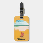 Norfolk Map geïllustreerde reisposter Bagagelabel (Voorkant verticaal)