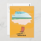 Norfolk Map geïllustreerde reisposter Briefkaart (Voorkant / Achterkant)