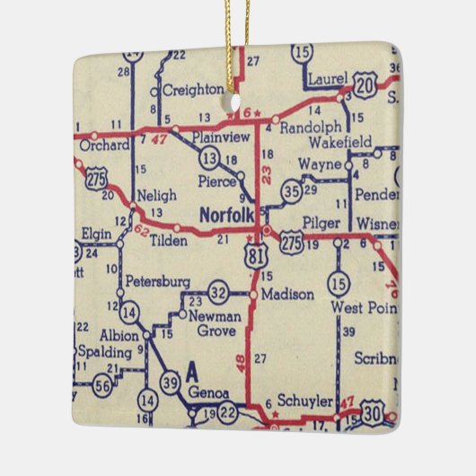 Norfolk NE Map Keramisch Ornament (Links)