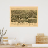 Norfolk, NE Panoramic Map - 1889 Poster (Keuken)