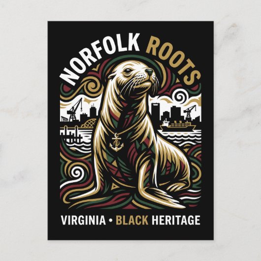 Norfolk Roots Sea Lion African American Maritime Briefkaart (Voorkant)