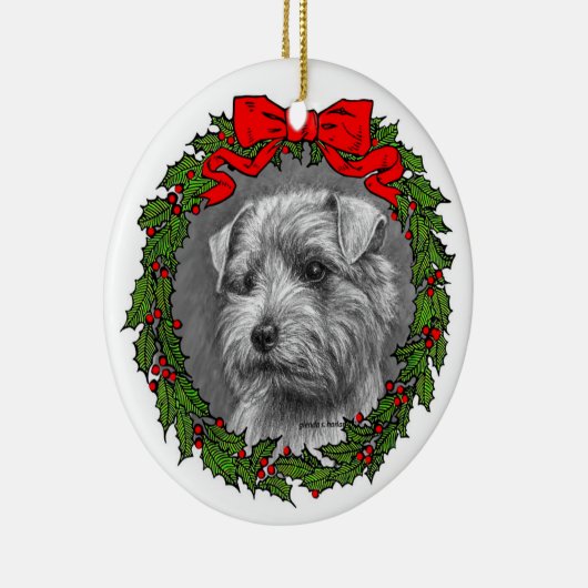 Norfolk Terrier Art van Glenda S. Harlan Keramisch Ornament (Rechts)