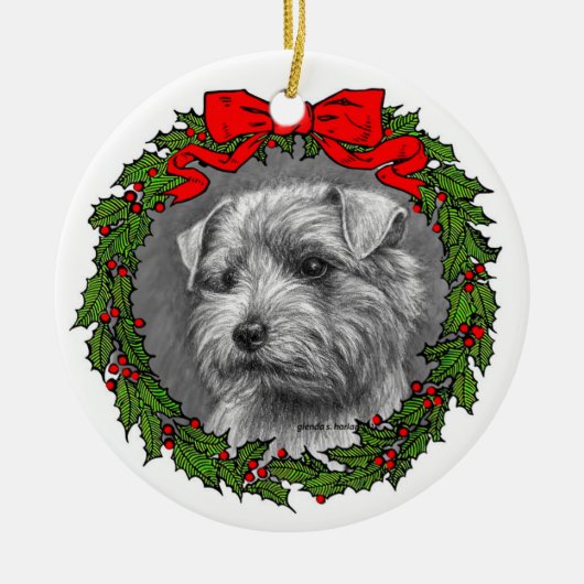 Norfolk Terrier Art van Glenda S. Harlan Keramisch Ornament (Voorkant)