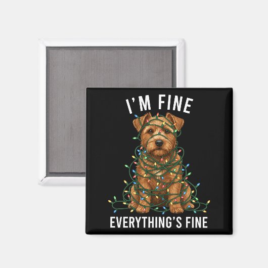Norfolk Terrier Christmas I'm Fine Everything Is F Magneet (Voorkant / Achterkant)