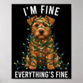Norfolk Terrier Christmas I'm Fine Everything Is F Poster (Voorkant)