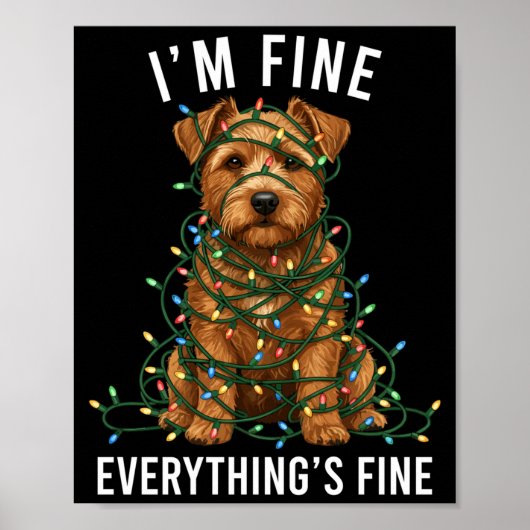 Norfolk Terrier Christmas I'm Fine Everything Is F Poster (Voorkant)