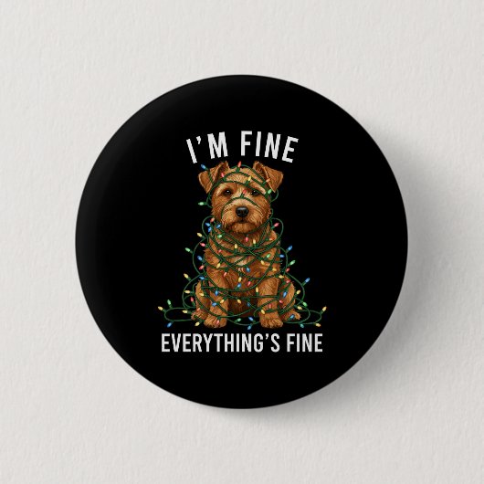 Norfolk Terrier Christmas I'm Fine Everything Is F Ronde Button 5,7 Cm (Voorkant)