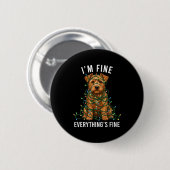 Norfolk Terrier Christmas I'm Fine Everything Is F Ronde Button 5,7 Cm (Voorkant /achterkant)