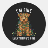 Norfolk Terrier Christmas I'm Fine Everything Is F Ronde Sticker (Voorkant)