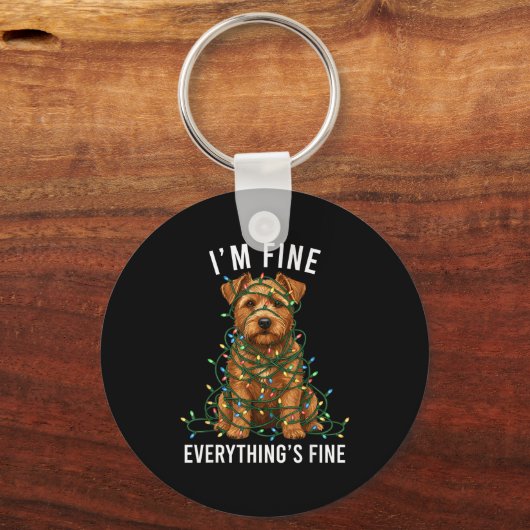 Norfolk Terrier Christmas I'm Fine Everything Is F Sleutelhanger (Voorkant)