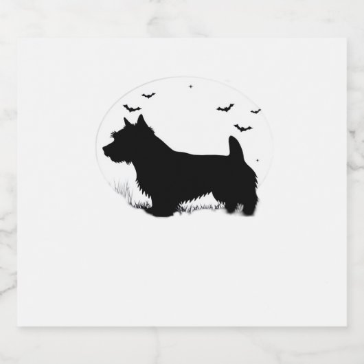 Norfolk Terrier Dog � Halloween Moon Silhouette Cl Sparkling Wijnetiket (Enkel label)
