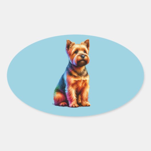 Norfolk Terrier Dog Ovale Sticker (Voorkant)