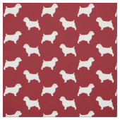 Norfolk Terrier Dog Silhouettes Red en White Stof (Swatch)