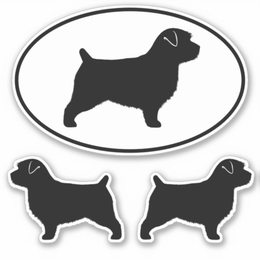 Norfolk Terrier Dog Silhouettes Vinyl Sticker Set (Voorkant)