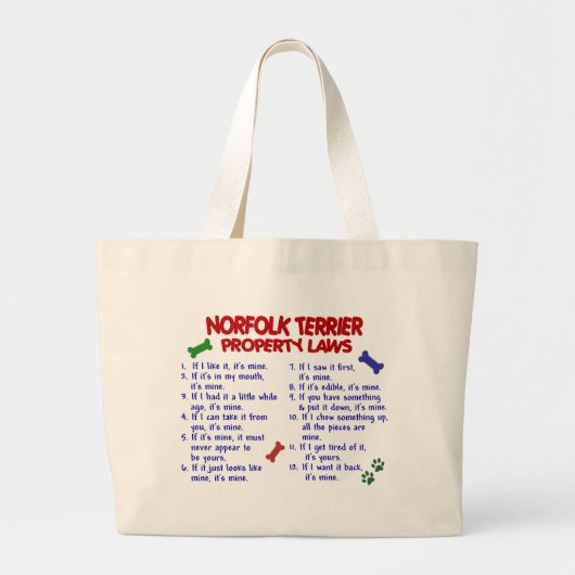 NORFOLK TERRIER Eigendomwetten 2 Grote Tote Bag (Voorkant)