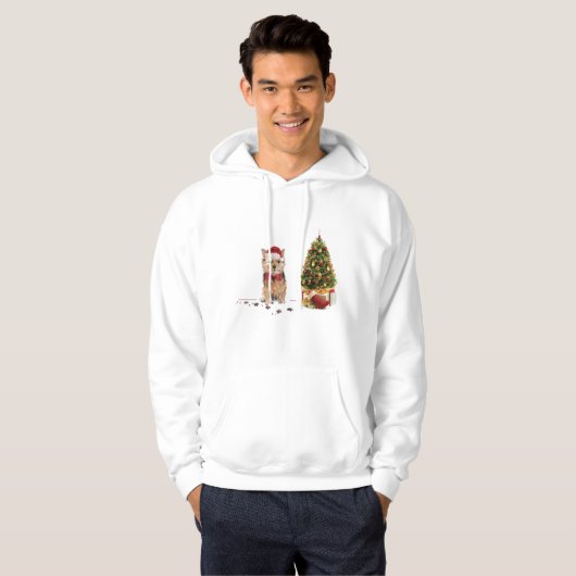Norfolk Terrier Funny Kersthond met boom Hoodie (Voorkant volledig)