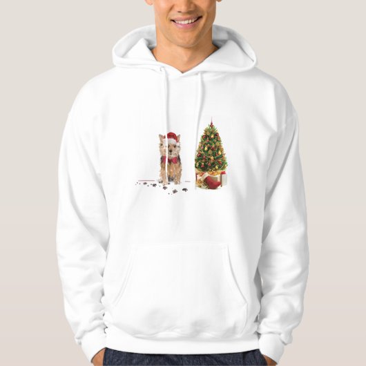 Norfolk Terrier Funny Kersthond met boom Hoodie (Voorkant)