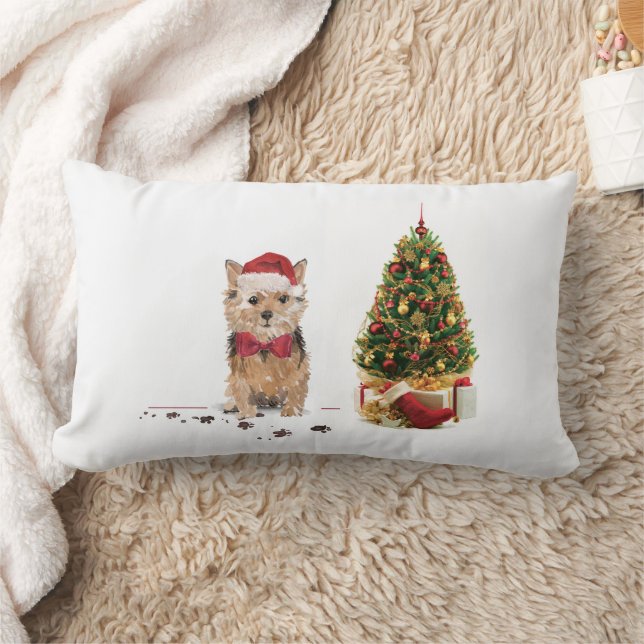 Norfolk Terrier Funny Kersthond met boom Kussen (Deken)