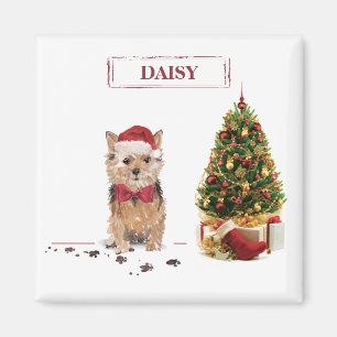 Norfolk Terrier Funny Kersthond met boom Magneet