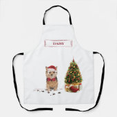 Norfolk Terrier Funny Kersthond met boom Schort (Voorkant)