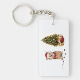 Norfolk Terrier Funny Kersthond met boom Sleutelhanger