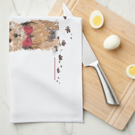 Norfolk Terrier Funny Kersthond met boom Theedoek (Quarter Fold)