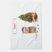 Norfolk Terrier Funny Kersthond met boom Theedoek (Verticaal)